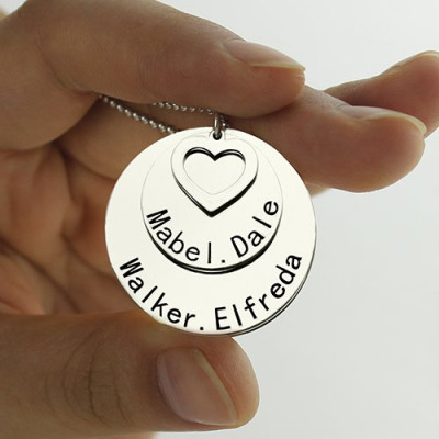 Personalised Necklaces - Disc Family Pendant Necklace Engraved Names