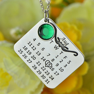 Personalised Necklaces - Birthstone Birthday Calendar Necklace Gifts