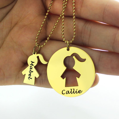 Personalised Necklaces - Mother and Child Necklace Set with Name