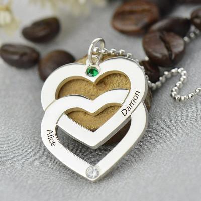 Heart Necklace - Double Engraved Name