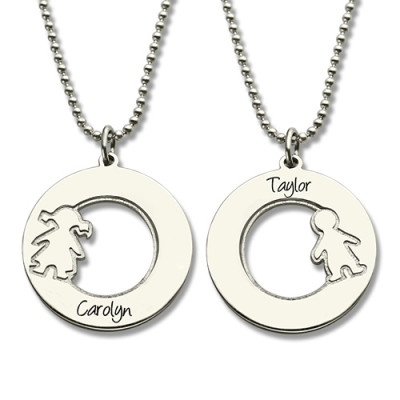 Personalised Necklaces - Circle Necklace With Engraved Children Name Charms