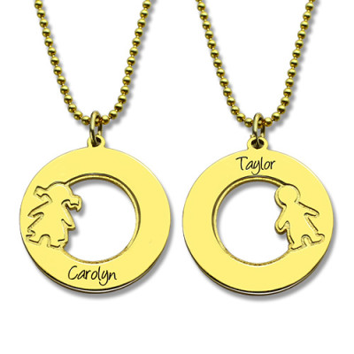 Personalised Necklaces - Circle Necklace Engraved Children Name Charms