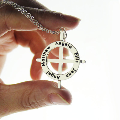 Personalised Necklaces - Latin Style Circle Cross Necklace with Any Names