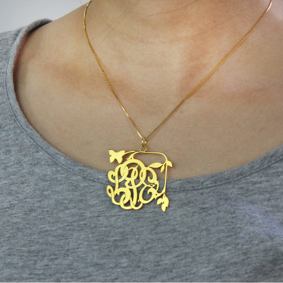 Personalised Necklaces - Vines Butterfly Monogram Initial Necklace