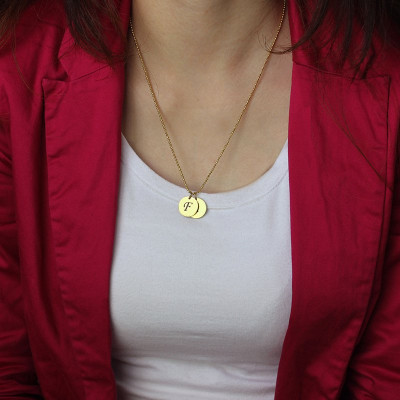 Personalised Necklaces - Initial Charm Discs Necklace