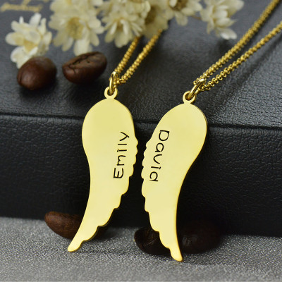 Personalised Necklaces - Matching Angel Wings Necklaces Set for Couple