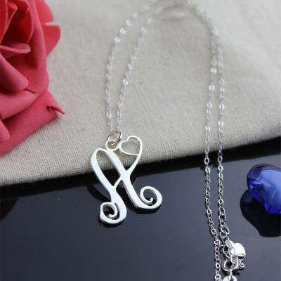 Personalised Necklaces - One Initial With Heart Monogram Necklace