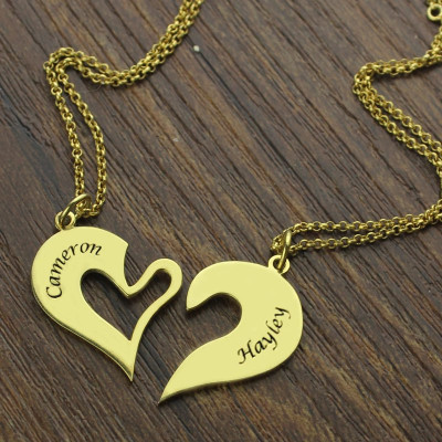 Personalised Necklaces - Double Name Heart Friend Necklace Couple Necklace Set