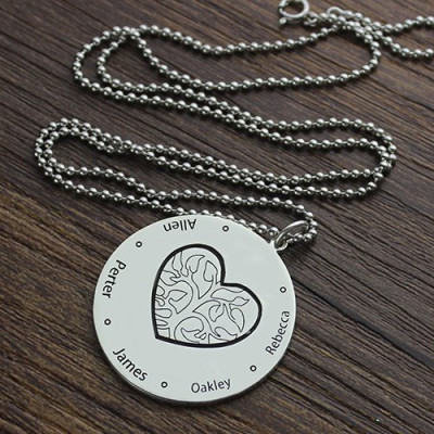 Personalised Necklaces - Family Tree Jewellery Necklace Engraved Names