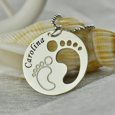 Baby Footprint Name Pendant