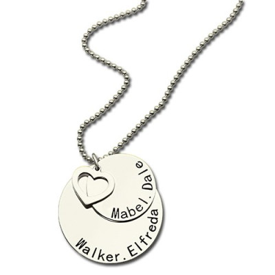 Personalised Necklaces - Disc Family Pendant Necklace Engraved Names