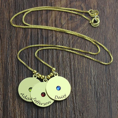 Personalised Necklaces - Mothers Disc and Birthstone Charm Necklace