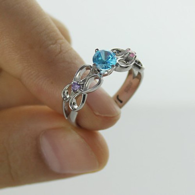 Customised Infinity Promise Ring With Name Birthstone for Her