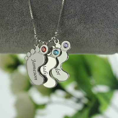 Personalised Necklaces - Baby Feet Charm Necklace for Mom