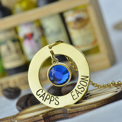 Name Necklace - Circle With Birthstone