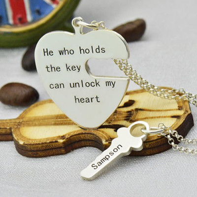 Heart Necklace - Key and s Set For Couple