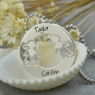 Personalised Necklaces - Circle Necklace With Engraved Children Name Charms
