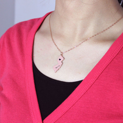 Personalised Necklaces - New Jersey State Shaped Necklaces