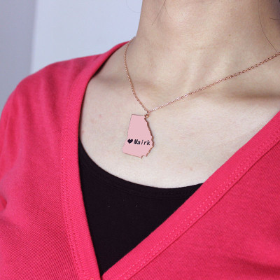Personalised Necklaces - Georgia State Shaped Necklaces