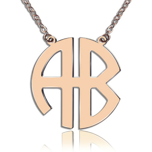 Personalised Necklaces - Two Initial Block Monogram Pendant Necklace