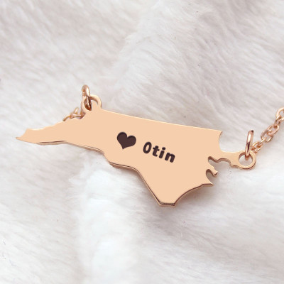 Map Necklace - NC State USA Map Necklace