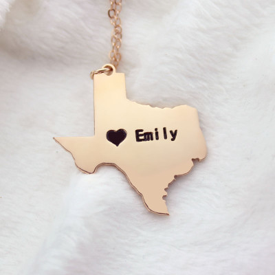Map Necklace - Texas State USA Map Necklace