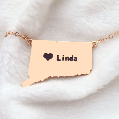 Personalised Necklaces - Connecticut Connecticut State Shaped Necklaces
