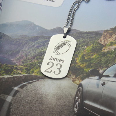 Name Necklace - Mans Dog Tag Rugby