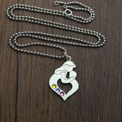 Personalised Necklaces - Mother Child Necklace with Birthstone