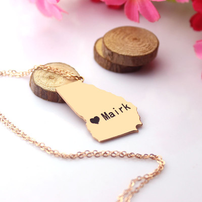 Personalised Necklaces - Georgia State Shaped Necklaces