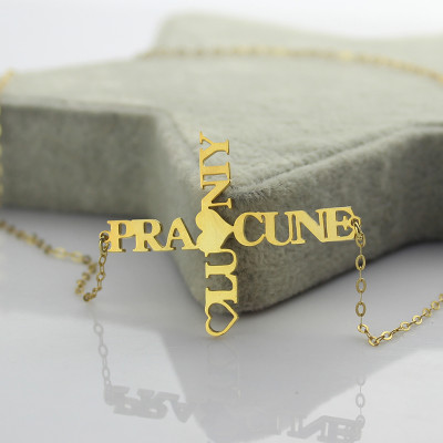 Personalised Necklaces - Two Name Cross Necklace