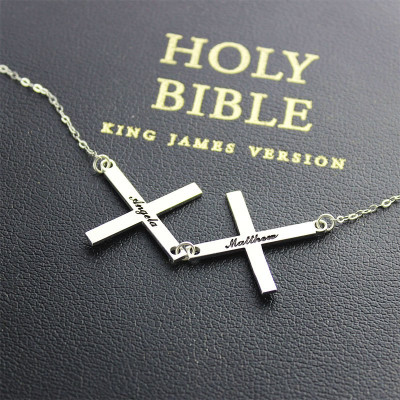 Name Necklace - Greece Double Cross