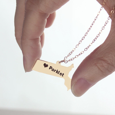 Personalised Necklaces - Massachusetts State Shaped Necklaces