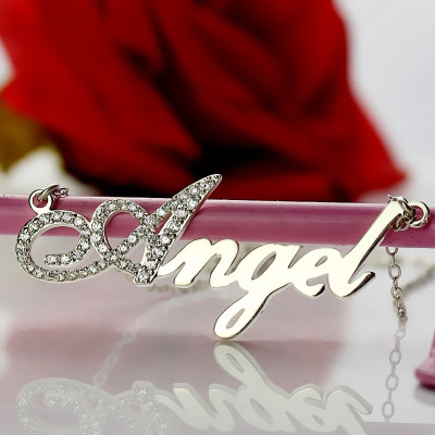 Name Necklace - Script -Initial Full Birthstone