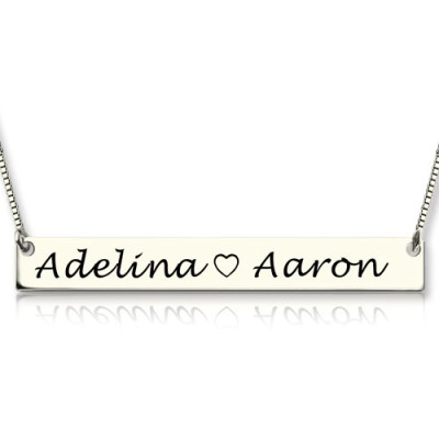 Personalised Necklaces - Couple Bar Necklace Engraved Name