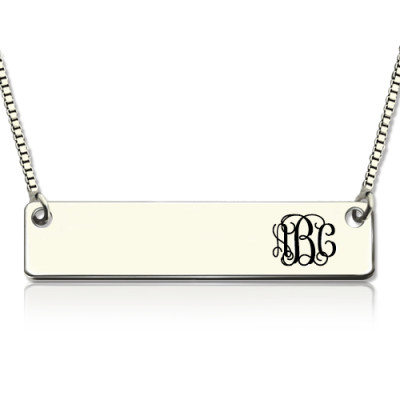 Personalised Necklaces - Engraved Monogram Initial Bar Necklace