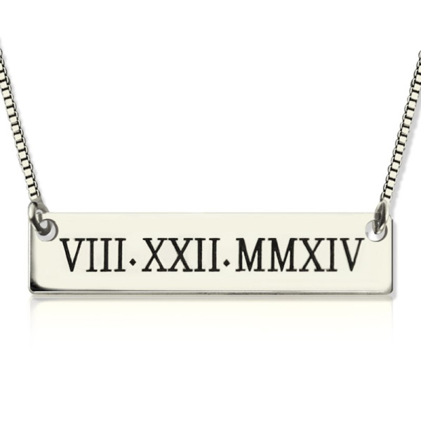 Personalised Necklaces - Roman Numeral Bar Necklace