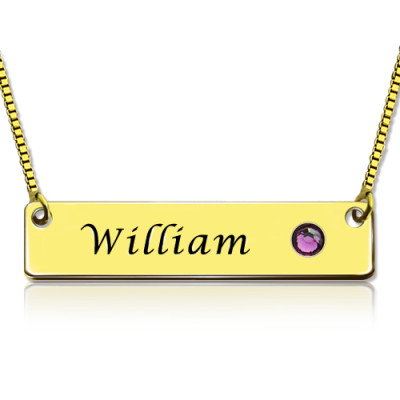 Personalised Necklaces - Name Bar Necklace with Birthstone
