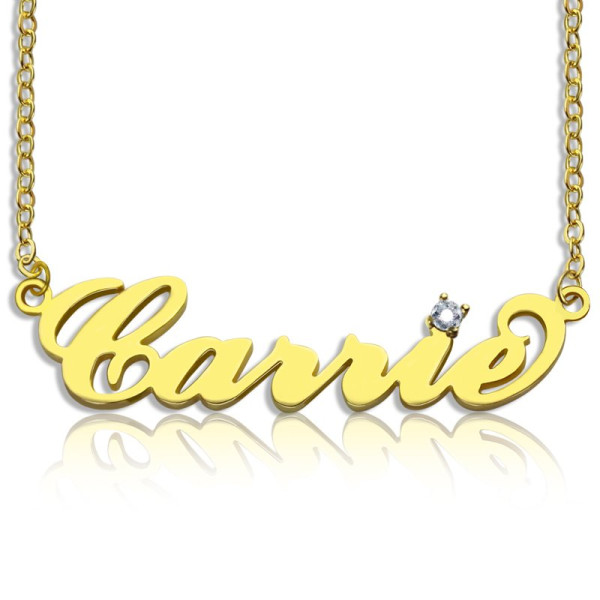 Personalised Necklaces - Carrie Nameplate Necklace with Birthstone