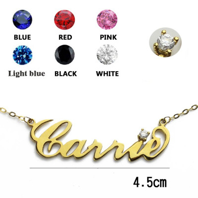 Personalised Necklaces - Carrie Nameplate Necklace with Birthstone