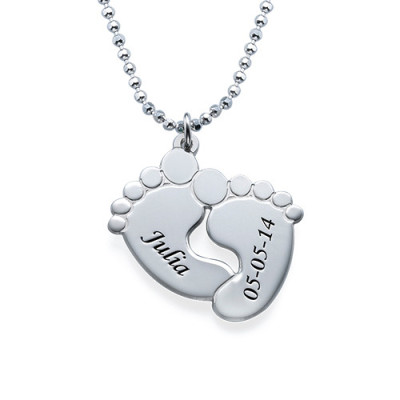 Personalised Necklaces - Engraved Baby Feet Necklace