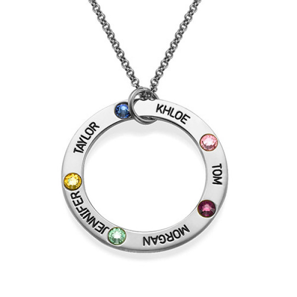 Personalised Necklaces - Engraved Birthstone Necklace for Mum