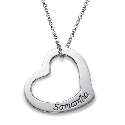 Heart Necklace - Engraved Floating