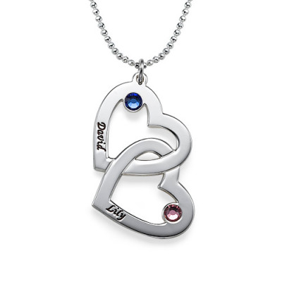 Heart Necklace - Engraved with Birthstones