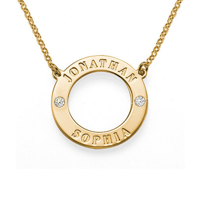 Personalised Necklaces - Engraved Karma Necklace with Two Crystals