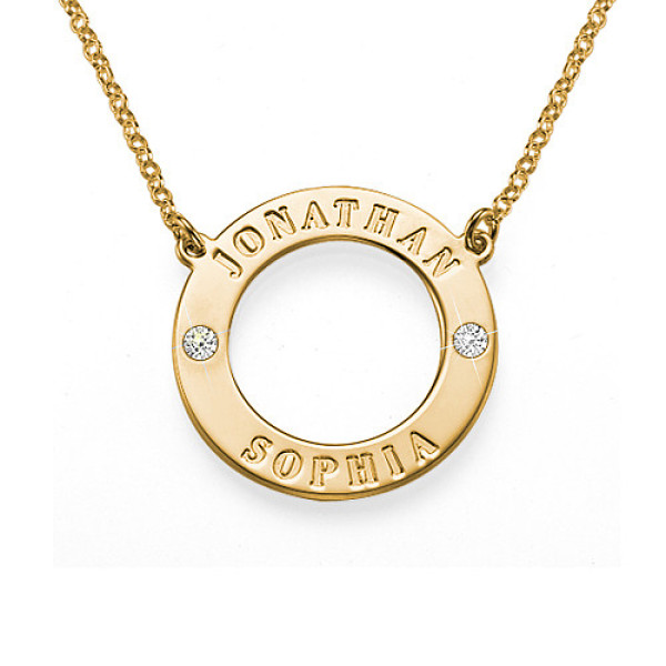 Personalised Necklaces - Engraved Karma Necklace with Two Crystals