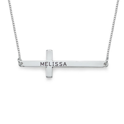 Personalised Necklaces - EngravedSideways Cross Necklace