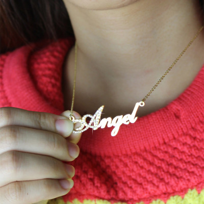 Name Necklace - Script -Initial Full Birthstone