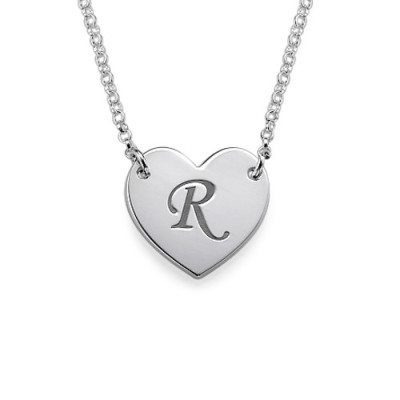 Heart Necklace - with Initial Print Font