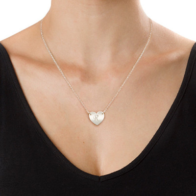 Heart Necklace - with Initial Print Font